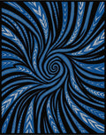 Abstract Blue Swirl Feathered Lines Rug