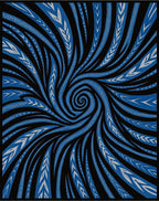 Abstract Blue Swirl Feathered Lines Rug