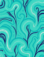 Teal Swirl Botanical Sprig Rug