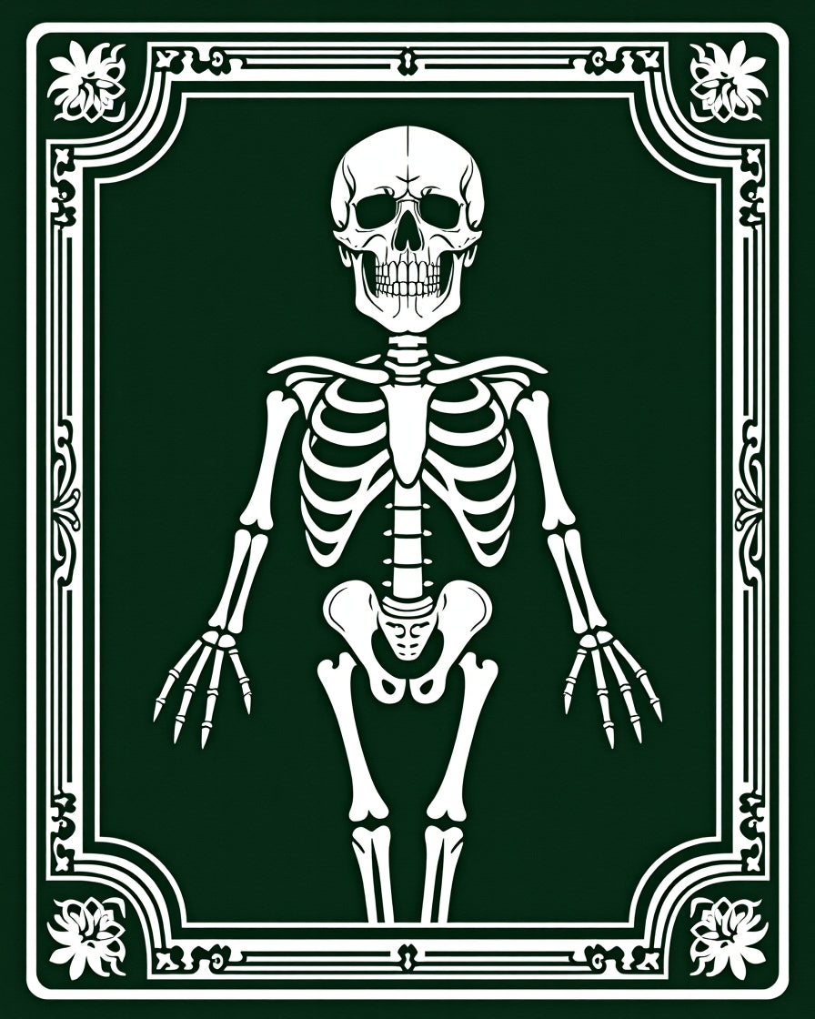 Dark Green White Skeleton Emblem Rug