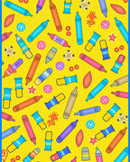 Yellow Crayon Collection Scattered Art Rug