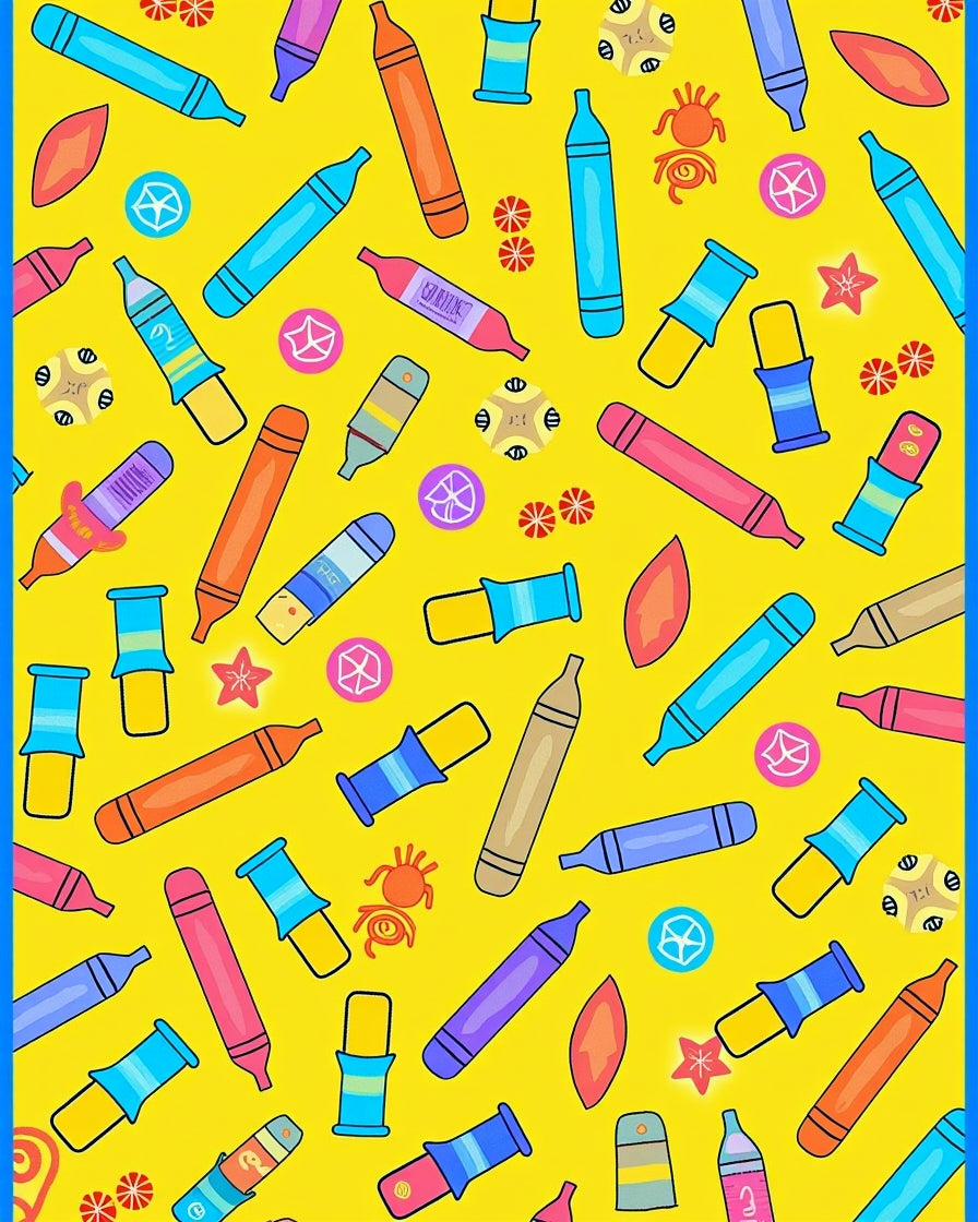 Yellow Crayon Collection Scattered Art Rug