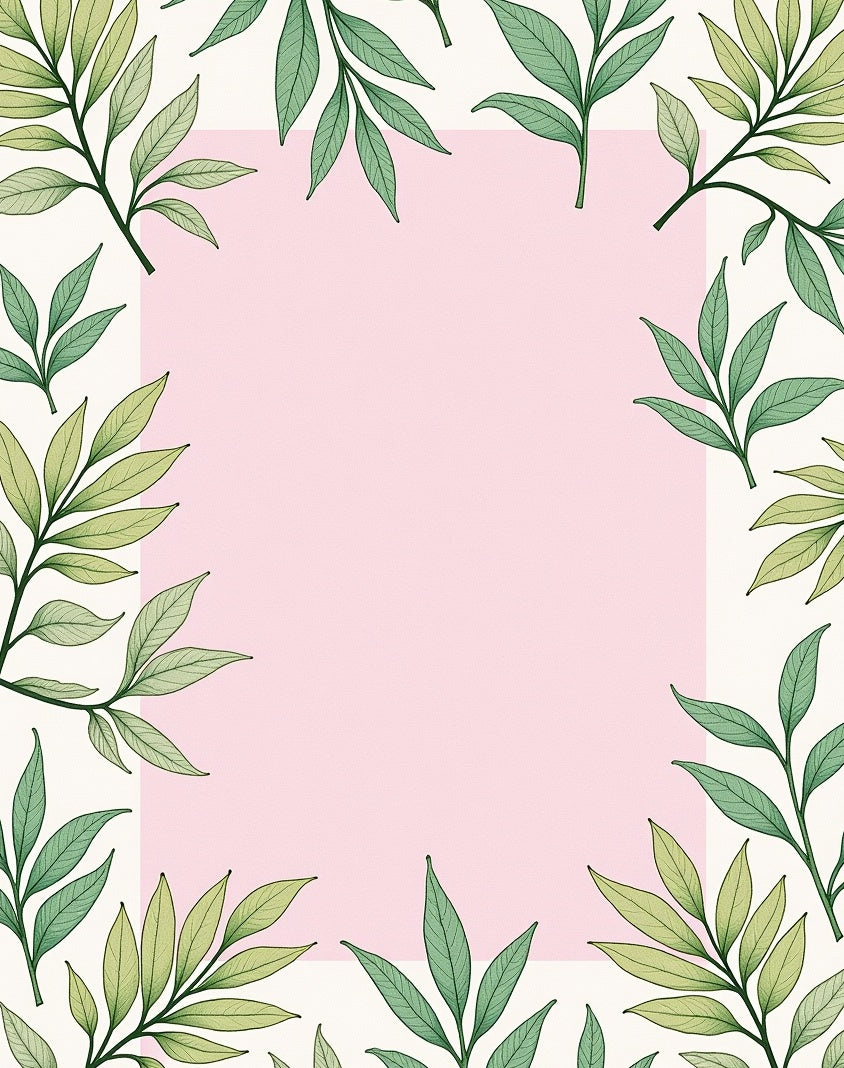 Pale Pink Square Leafy Border Rug