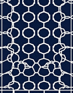Navy Blue White Interlocking Geometric Links Rug