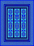 Radiant Blue Geometric Medallion Rug