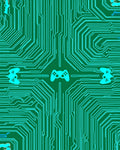 Teal Circuit Board Video Game Controllers Rug