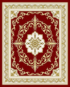 Gilded Red Floral Medallion Rug