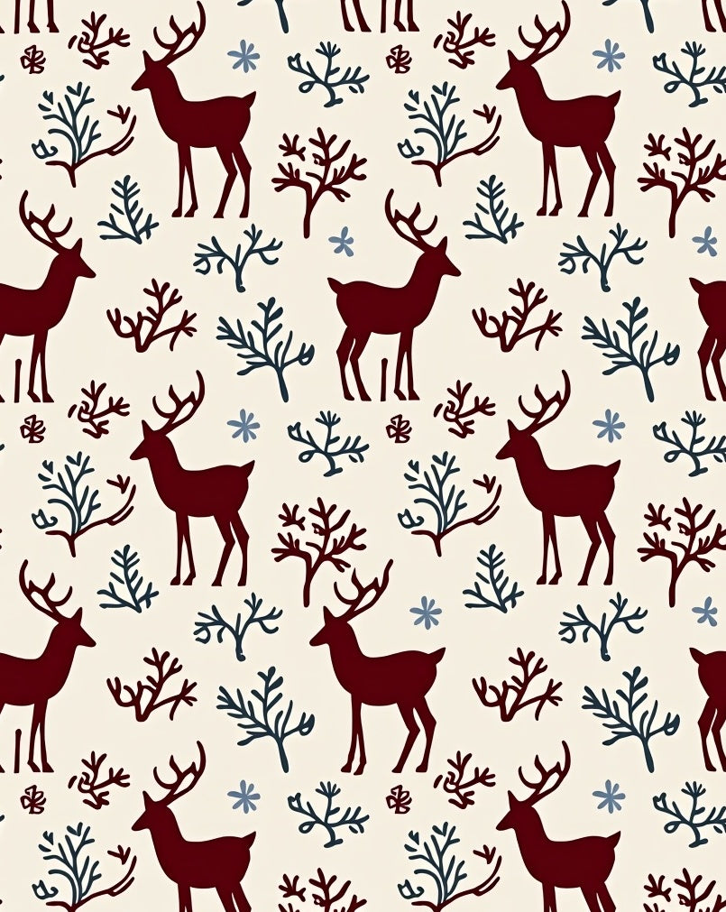 Deep Red Deer Woodland Sprig Rug