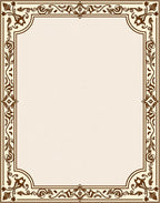 Elegant Brown Ivory Floral Scroll Border Rug