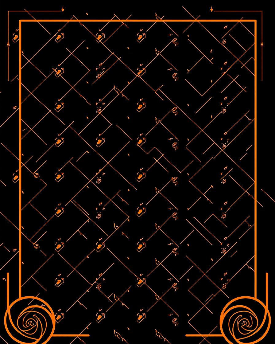 Orange Geometric Swirls Outline Rug