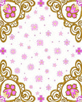 Gold Floral Medallion Pink Daisy Rug