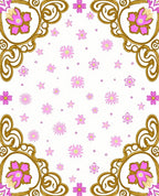 Gold Floral Medallion Pink Daisy Rug