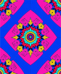 Vibrant Pink Blue Radial Bloom Rug