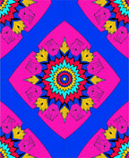 Vibrant Pink Blue Radial Bloom Rug