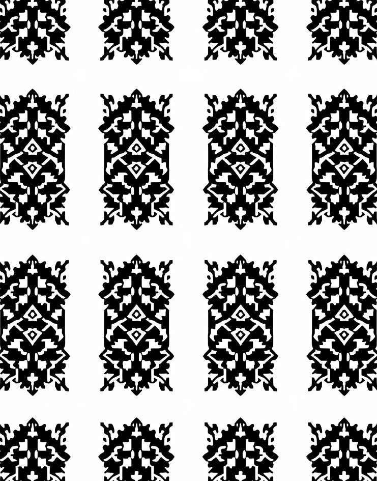 Black White Tribal Medallion Rug