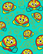 Whimsical Cartoon Characters on Teal Background Rug