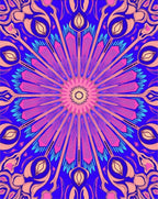 Vibrant Pink Blue Floral Sunburst Rug