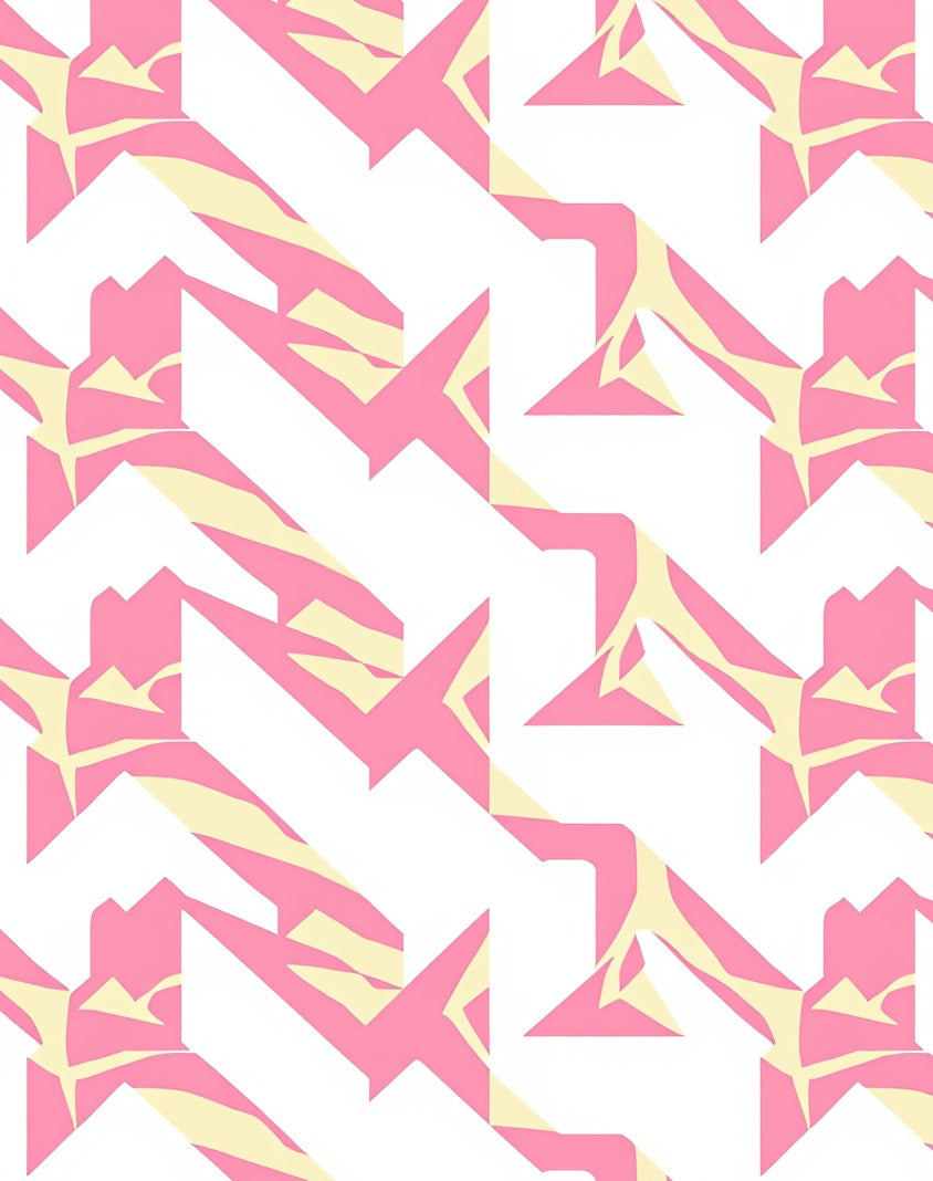 Pink Yellow Abstract Geometric Jagged Rug