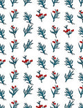 Teal Leaf Red Berry Botanical Rug