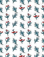 Teal Leaf Red Berry Botanical Rug