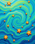 Whimsical Orange Star Swirl Ocean Rug