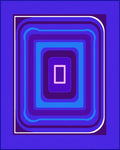 Deep Blue Layered Square Aura Rug