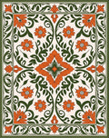 Orange Floral Vine Border Garden Rug