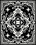 Black and White Ornamental Floral Medallion Rug
