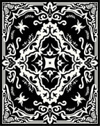 Black and White Ornamental Floral Medallion Rug