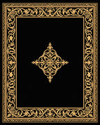 Golden Ornate Floral Border Rug