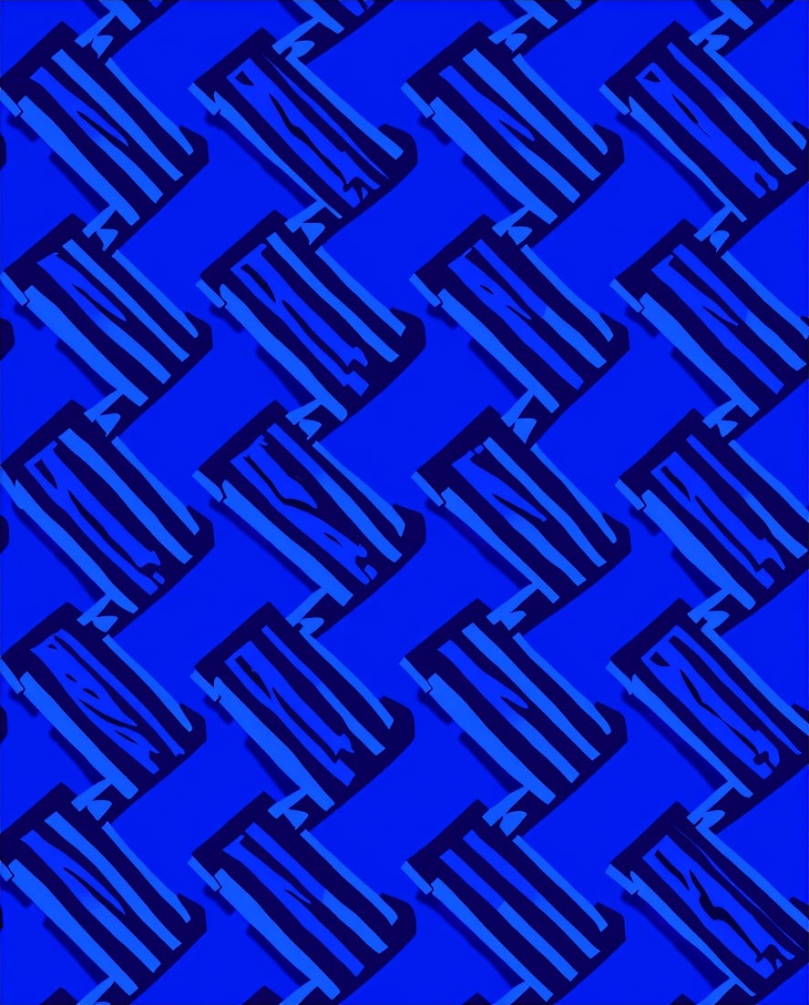 Electric Blue Jagged Zigzag Rug