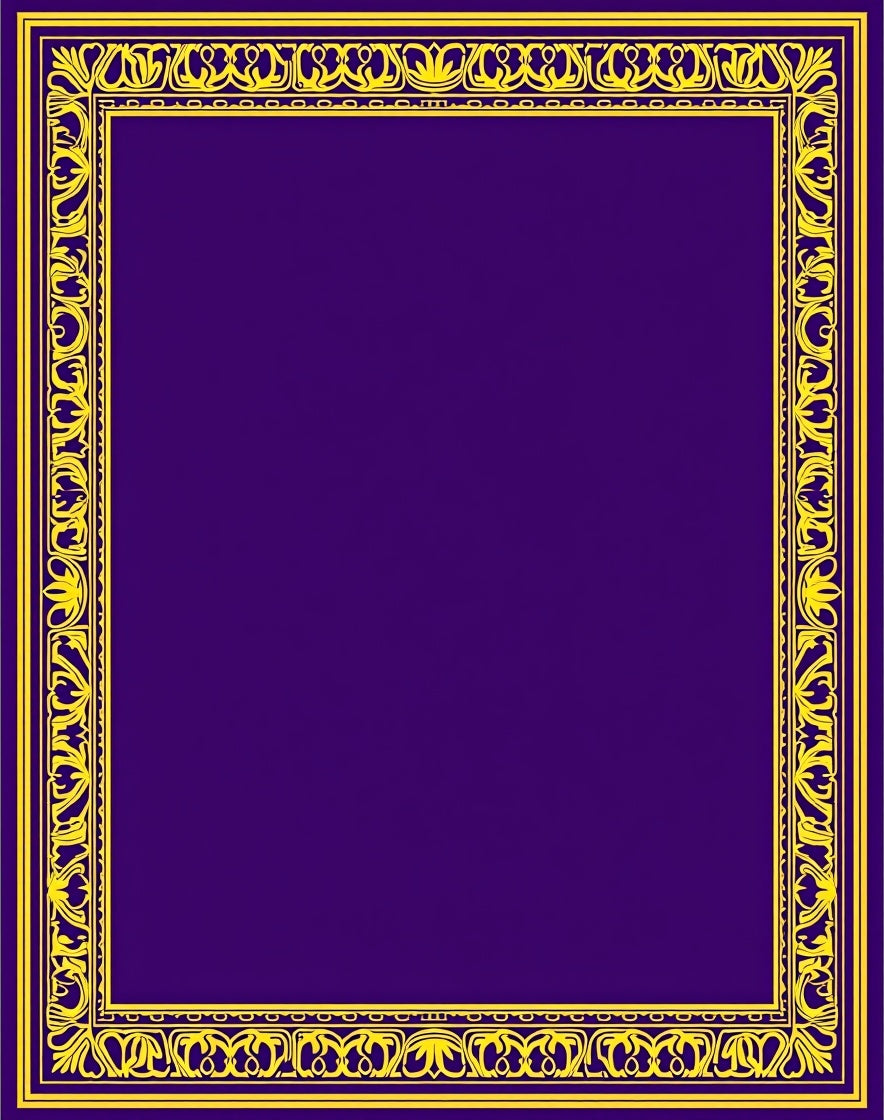 Ornate Yellow Floral Border Purple Rug