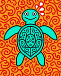 Turquoise Turtle Swirl Orange Rug