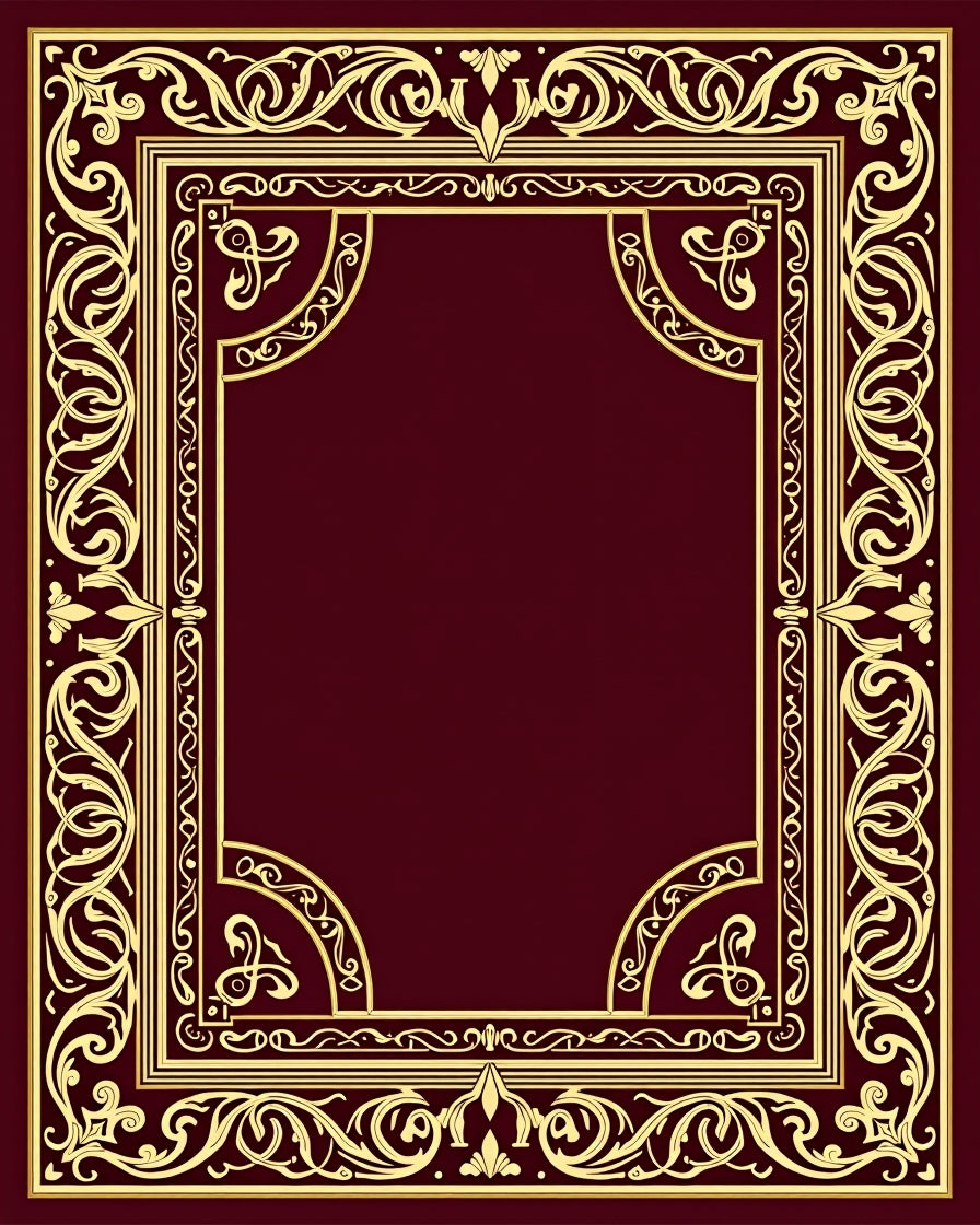 Regal Gold Floral Border Emblem Rug