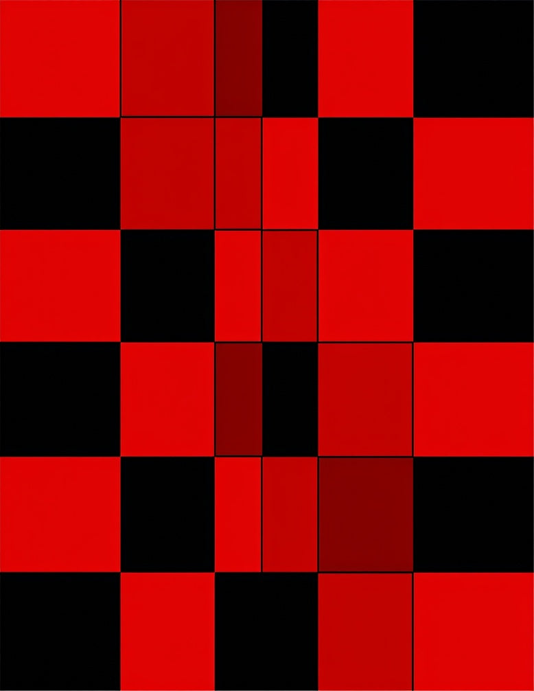 Bold Red Black Checkerboard Blocks Rug