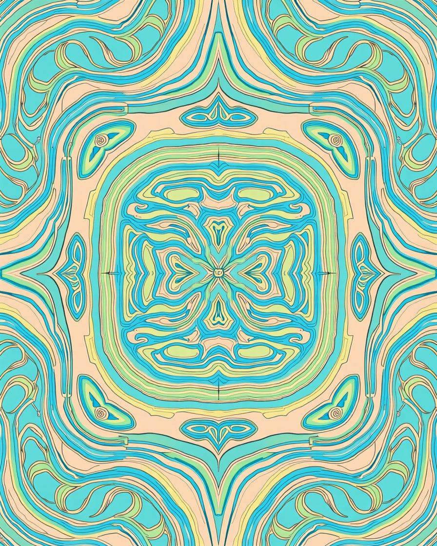 Azure Sea Swirl Mandala Rug