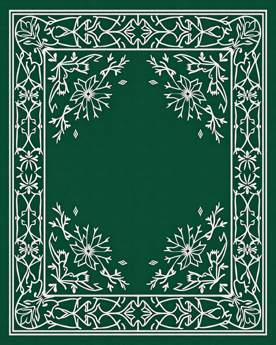 Forest Green Ornate Floral Scroll Rug