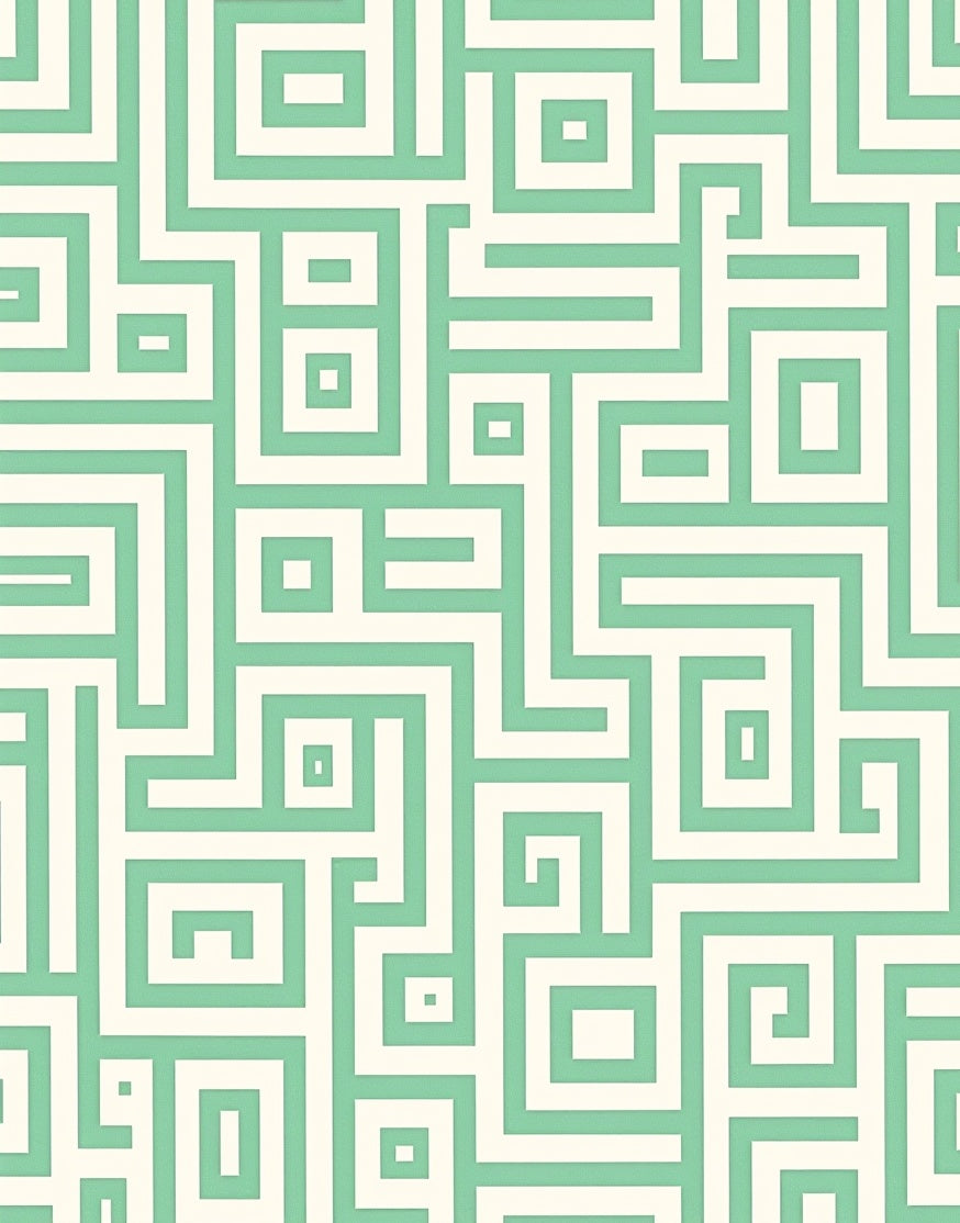 Soft Mint Geometric Labyrinth Intricate Rug