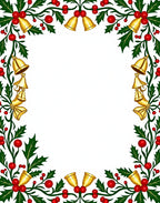 Festive Red Holly Gold Bells Border Rug