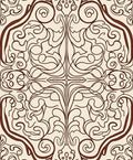 Cream Red Art Nouveau Swirl Rug