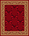 Classic Red Bow Motif Border Rug