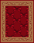 Classic Red Bow Motif Border Rug