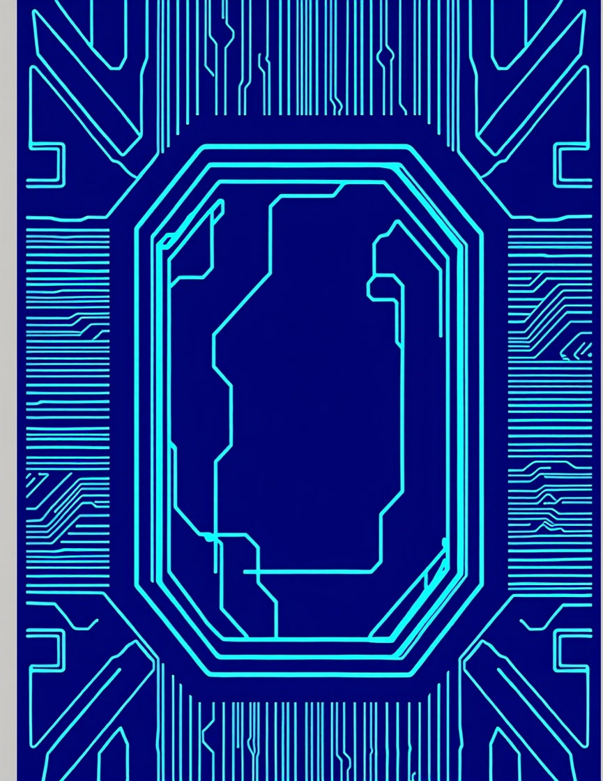 Electric Blue Circuit Board Rug