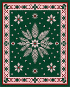 Crimson Green Floral Border Rug