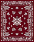 Crimson Red Snowflake Winter Border Rug
