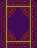 Purple Red Black Golden Filigree Frame Rug