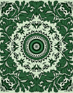 Emerald Green Floral Medallion Symmetry Rug