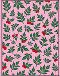 Pink Green Berry Leaf Scatter Rug