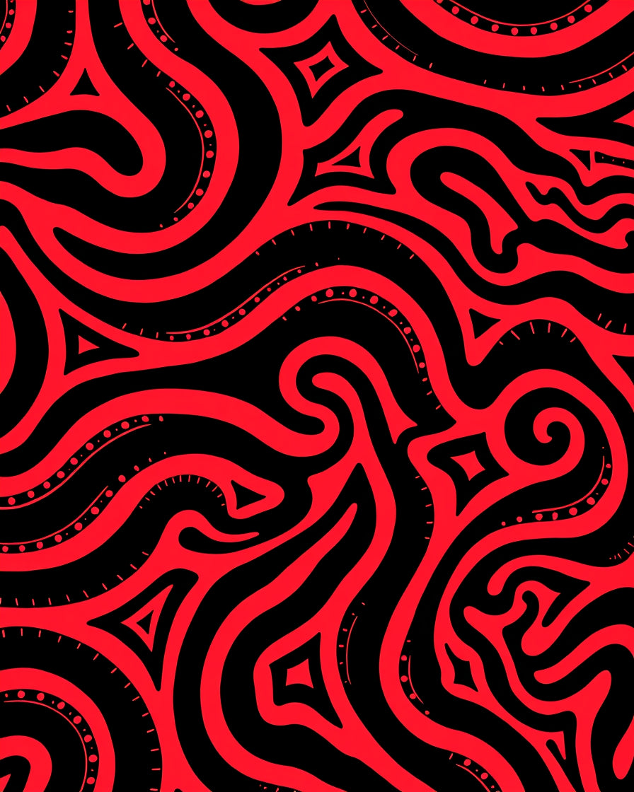 Bold Red Abstract Swirls Rug