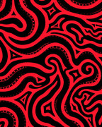 Bold Red Abstract Swirls Rug